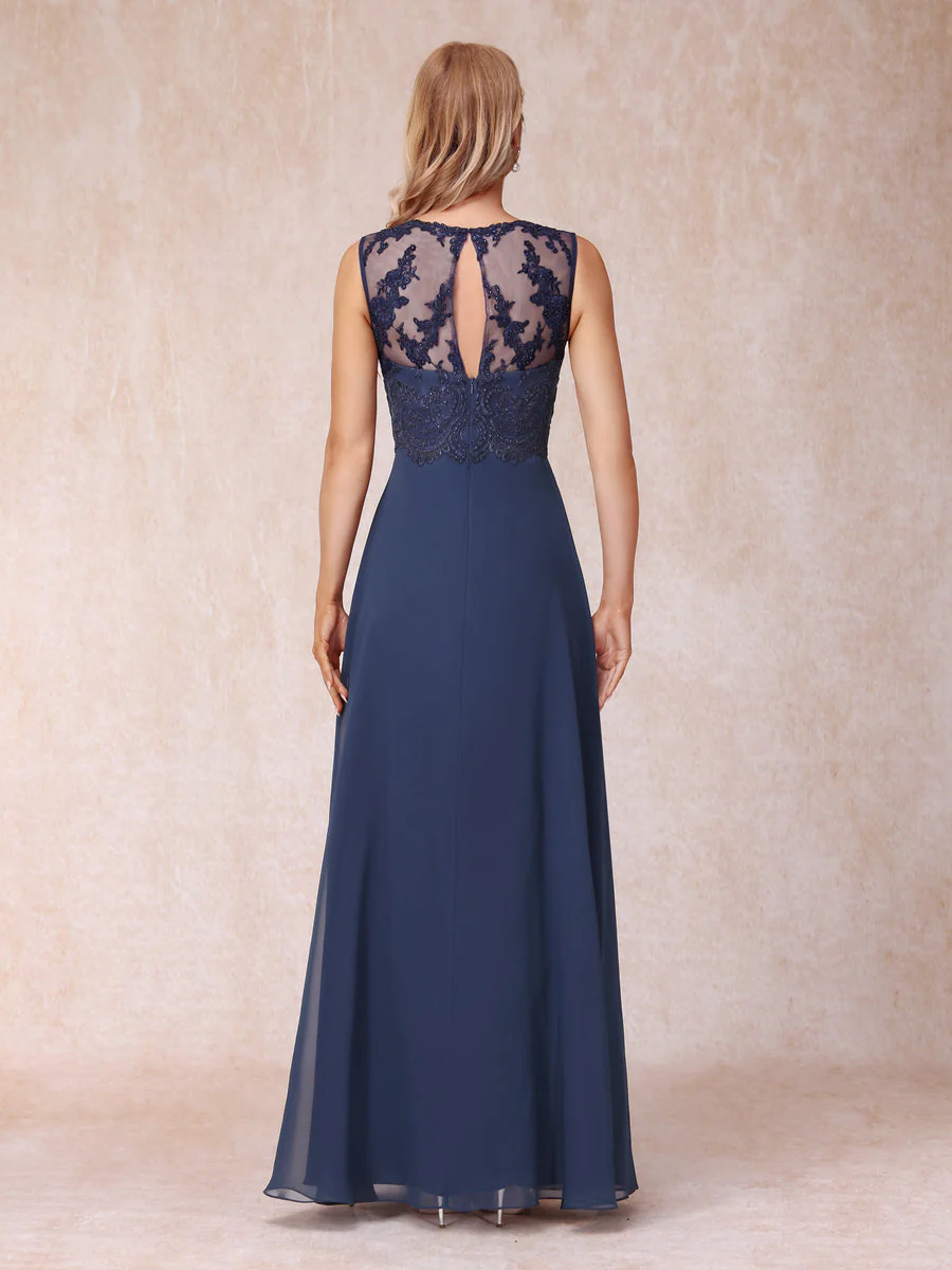 A-Line Chiffon Long Mother of the Bride Dresses with Jacket & Appliques - Image 4