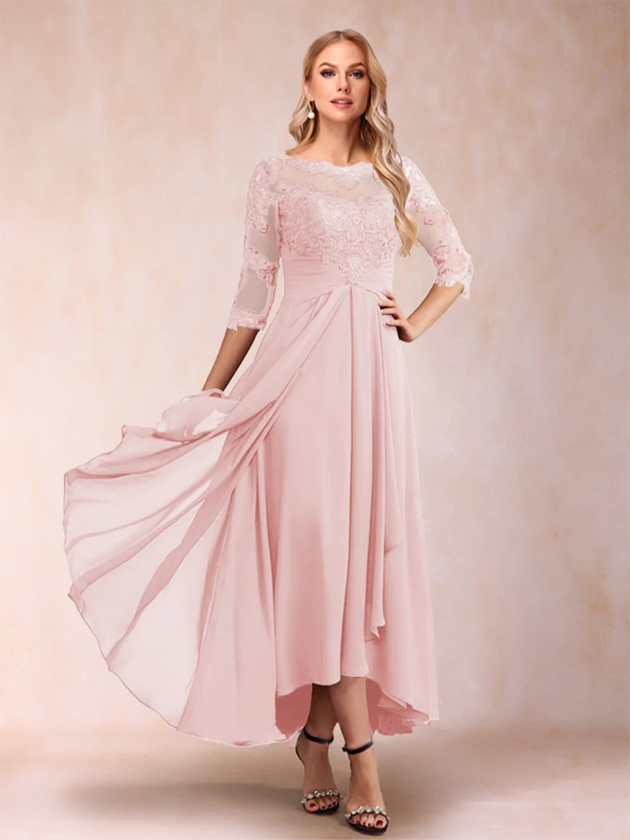 A-Line/Princess Asymmetrical 3/4 Sleeves Sweetheart Mother of the Bride Dresses - Image 19