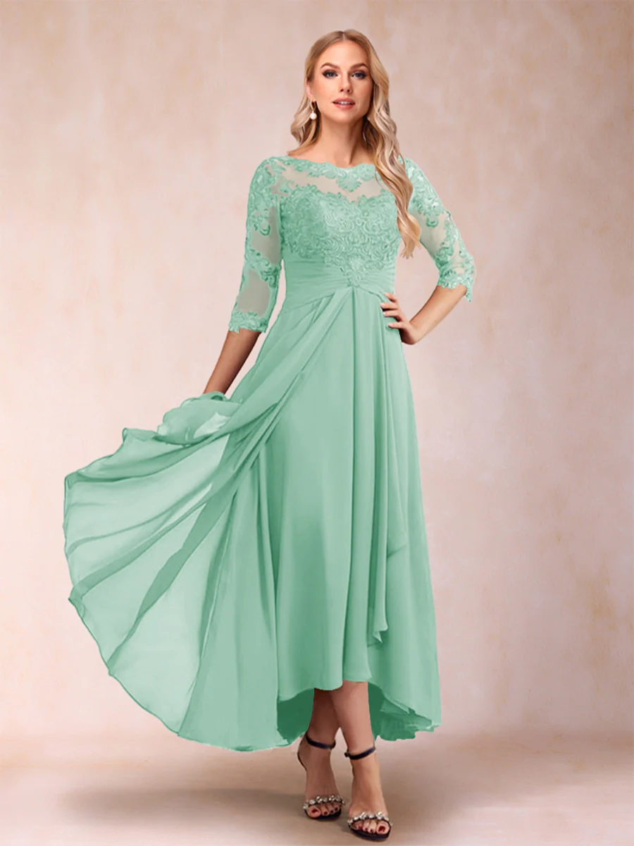 A-Line/Princess Asymmetrical 3/4 Sleeves Sweetheart Mother of the Bride Dresses - Image 22