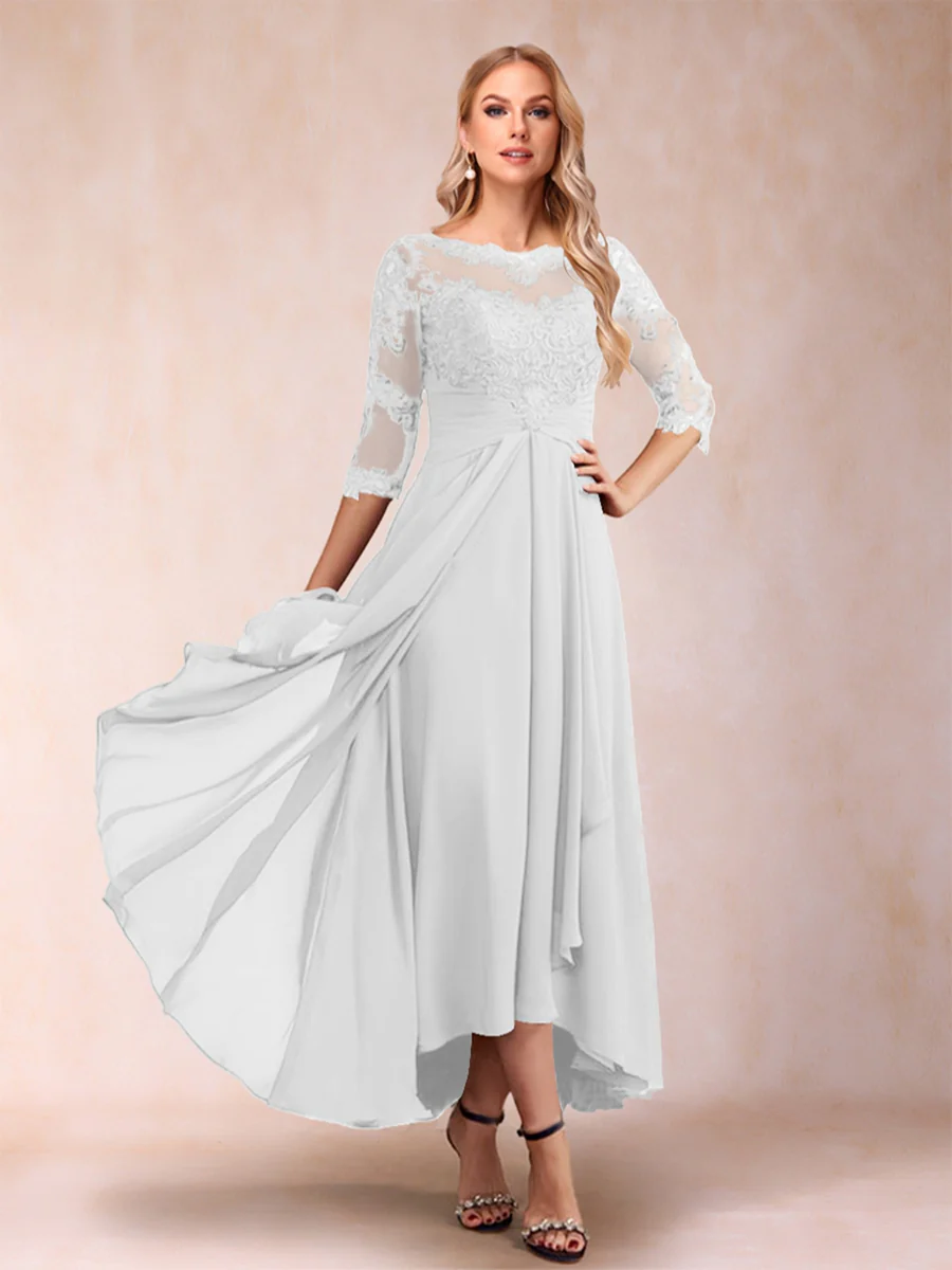 A-Line/Princess Asymmetrical 3/4 Sleeves Sweetheart Mother of the Bride Dresses - Image 27