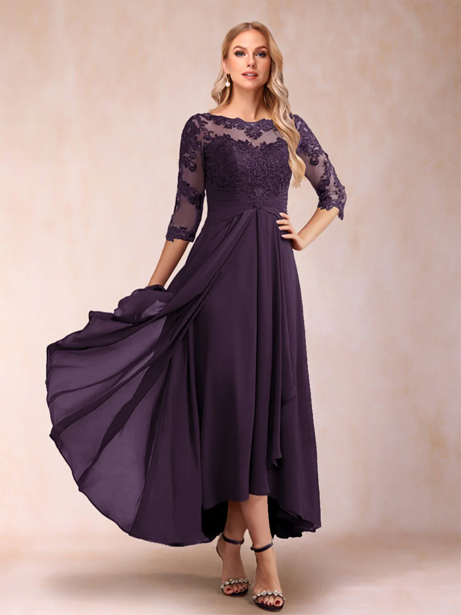 A-Line/Princess Asymmetrical 3/4 Sleeves Sweetheart Mother of the Bride Dresses - Image 30