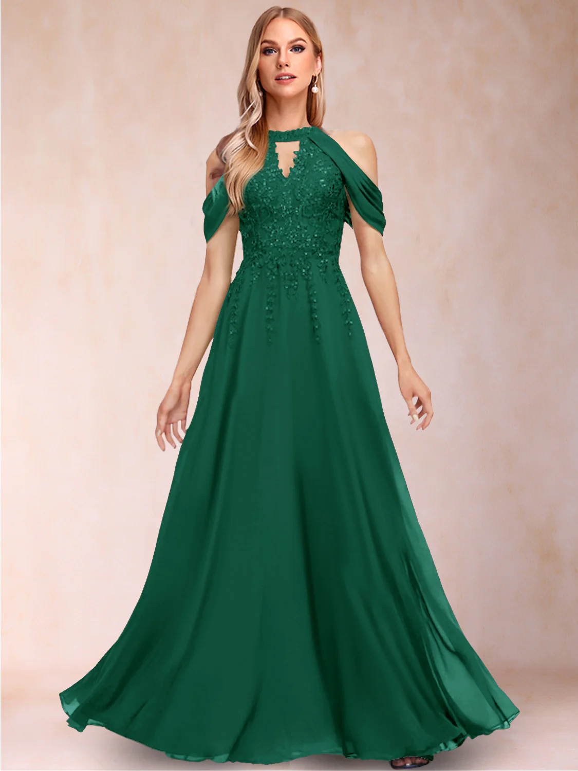 A-Line/Princess Cold Shoulder Short Sleeves Mother of the Bride Dresses with Applique - Image 13