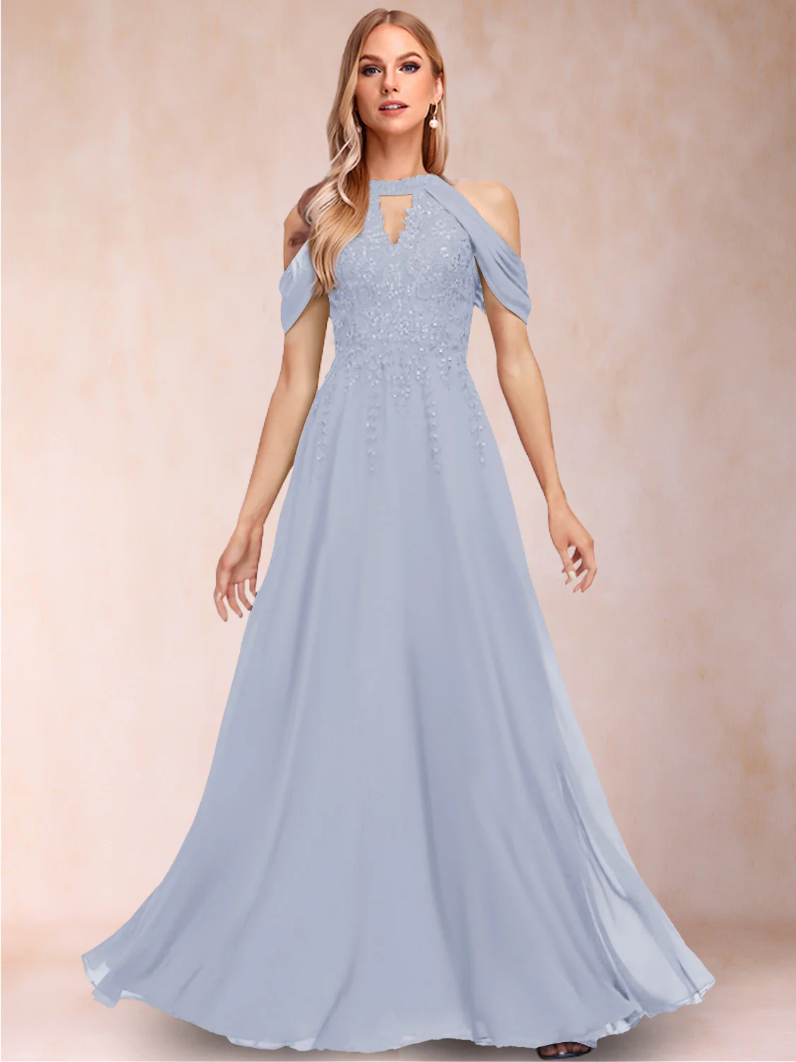 A-Line/Princess Cold Shoulder Short Sleeves Mother of the Bride Dresses with Applique - Image 30