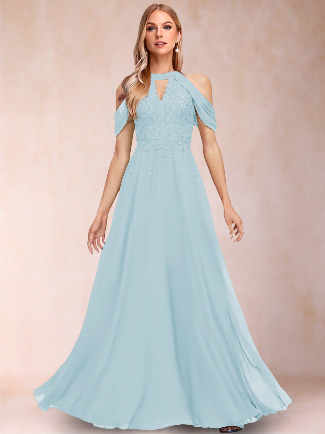 A-Line/Princess Cold Shoulder Short Sleeves Mother of the Bride Dresses with Applique - Image 31