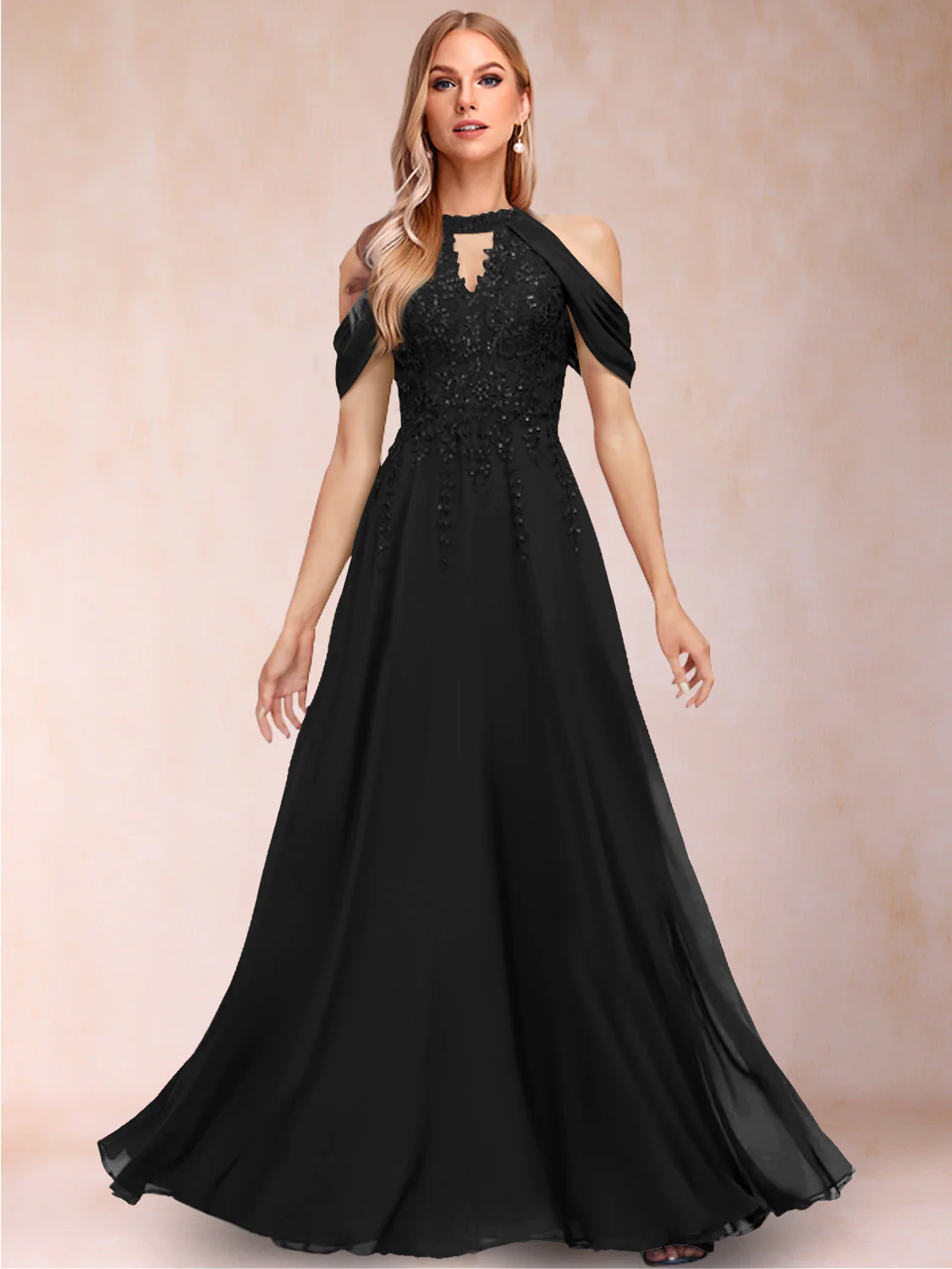A-Line/Princess Cold Shoulder Short Sleeves Mother of the Bride Dresses with Applique - Image 5