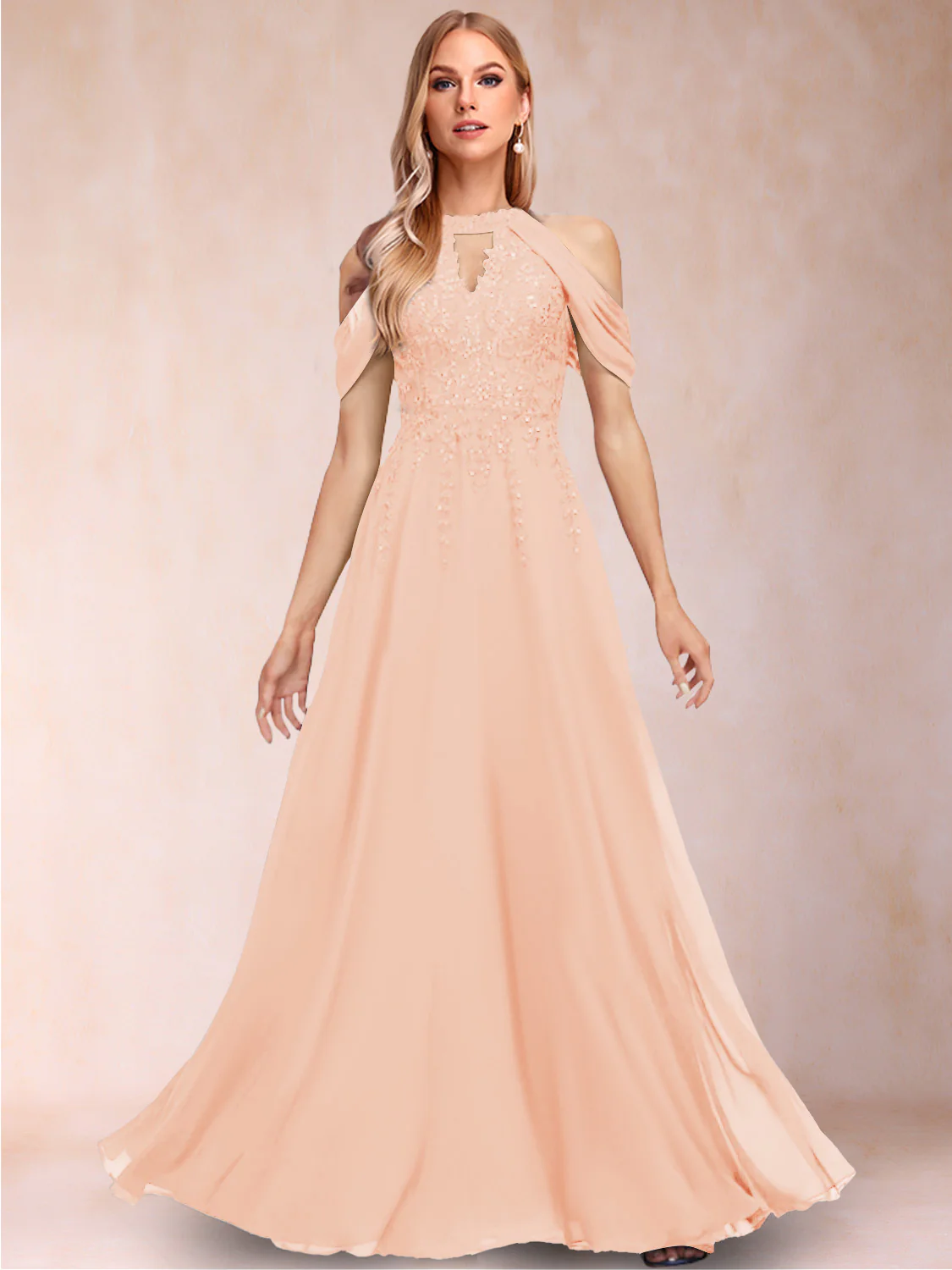 A-Line/Princess Cold Shoulder Short Sleeves Mother of the Bride Dresses with Applique - Image 50