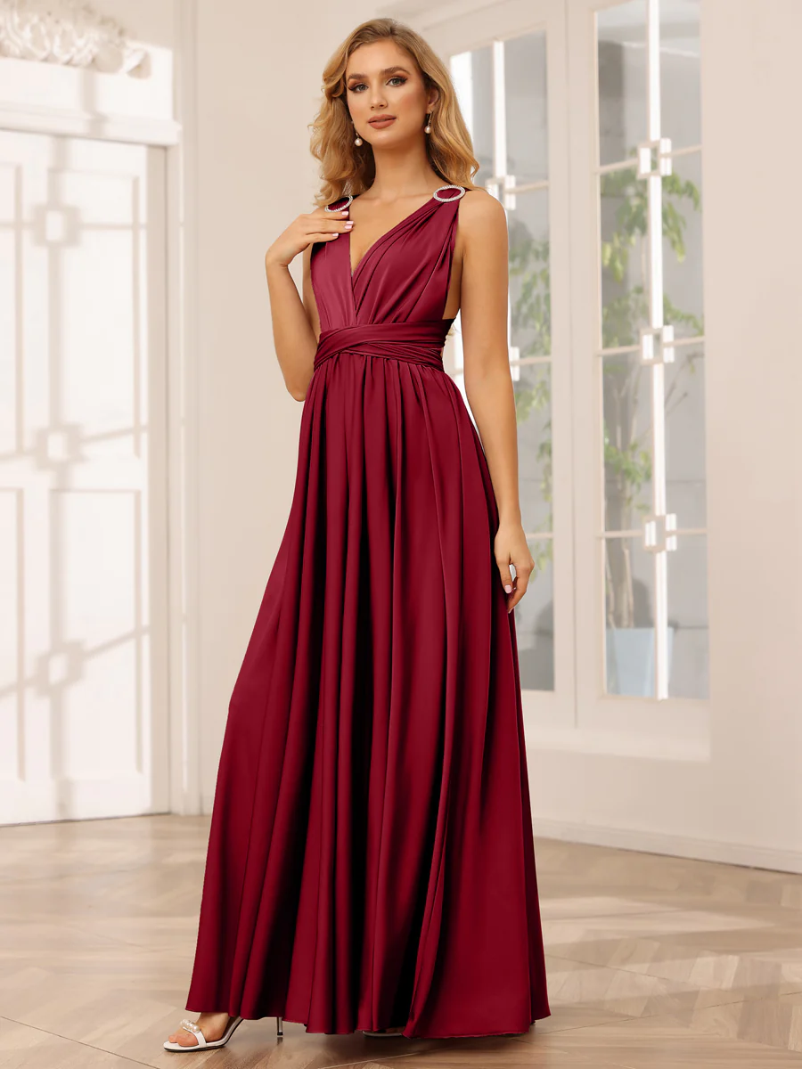 A-Line/Princess Convertible Infinity Long Bridesmaid Dresses - Image 17
