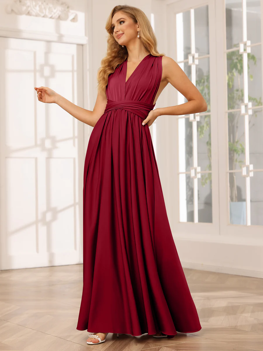 A-Line/Princess Convertible Infinity Long Bridesmaid Dresses - Image 3