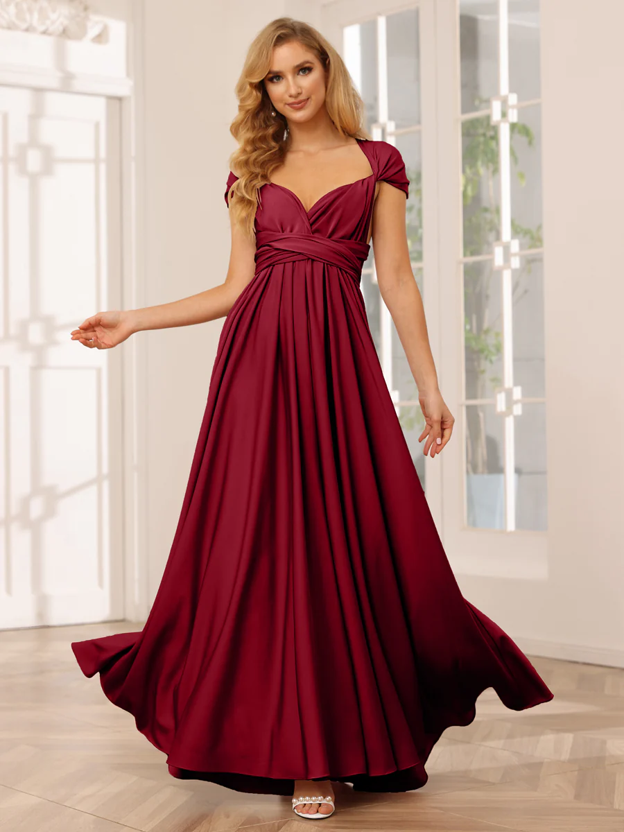 A-Line/Princess Convertible Infinity Long Bridesmaid Dresses - Image 7