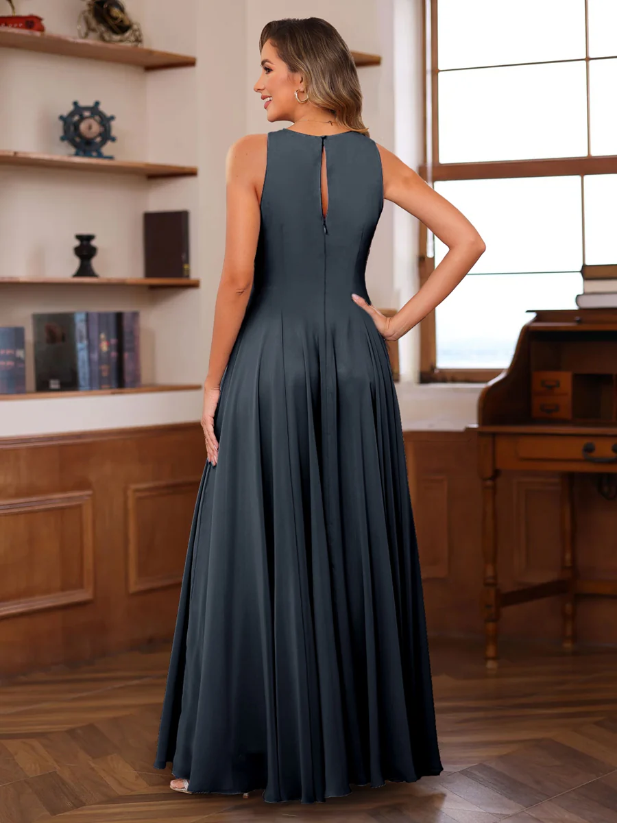 A-Line/Princess Crew Neck Sleeveless Mother of the Bride Dresses with Appliques & Ruffles - Image 2
