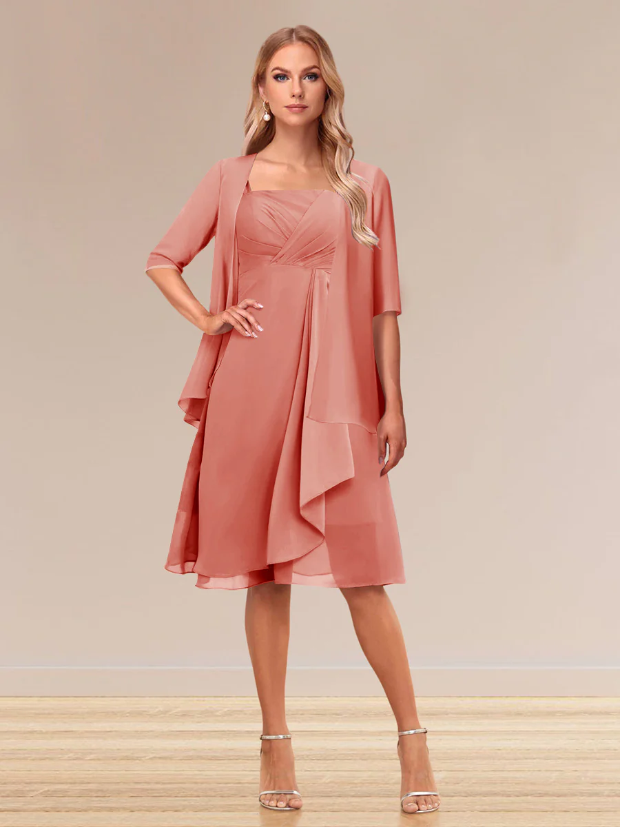 A-Line/Princess Half Sleeves Formal Evening Dresses With Ruffles & Jacket - Image 11