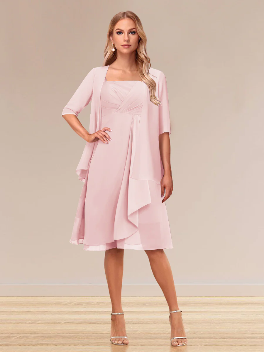 A-Line/Princess Half Sleeves Formal Evening Dresses With Ruffles & Jacket - Image 23