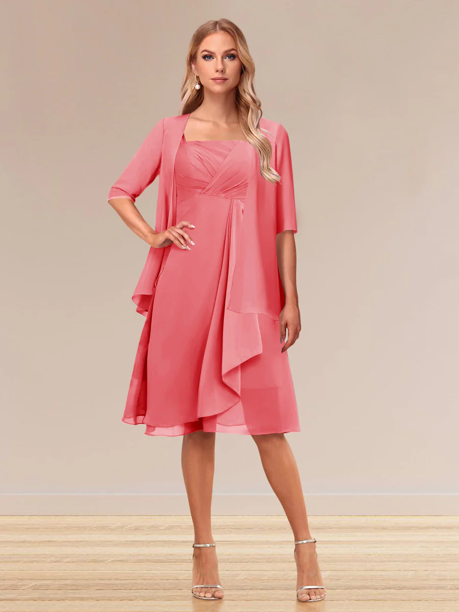 A-Line/Princess Half Sleeves Formal Evening Dresses With Ruffles & Jacket - Image 27
