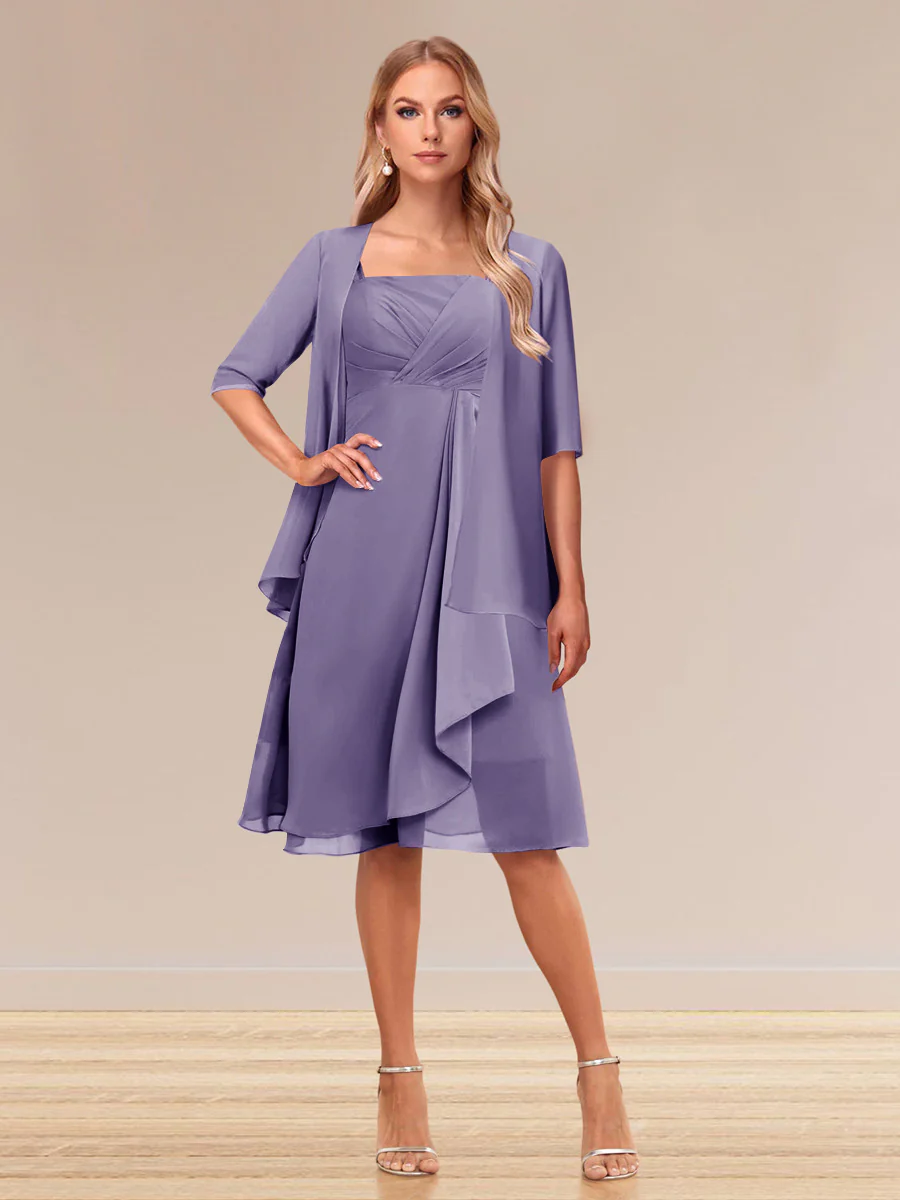 A-Line/Princess Half Sleeves Formal Evening Dresses With Ruffles & Jacket - Image 36