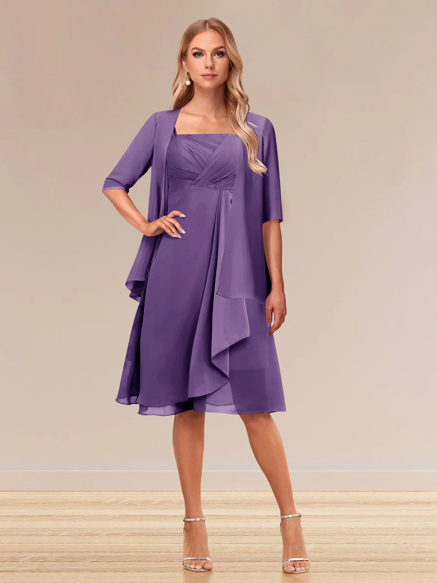 A-Line/Princess Half Sleeves Formal Evening Dresses With Ruffles & Jacket - Image 37