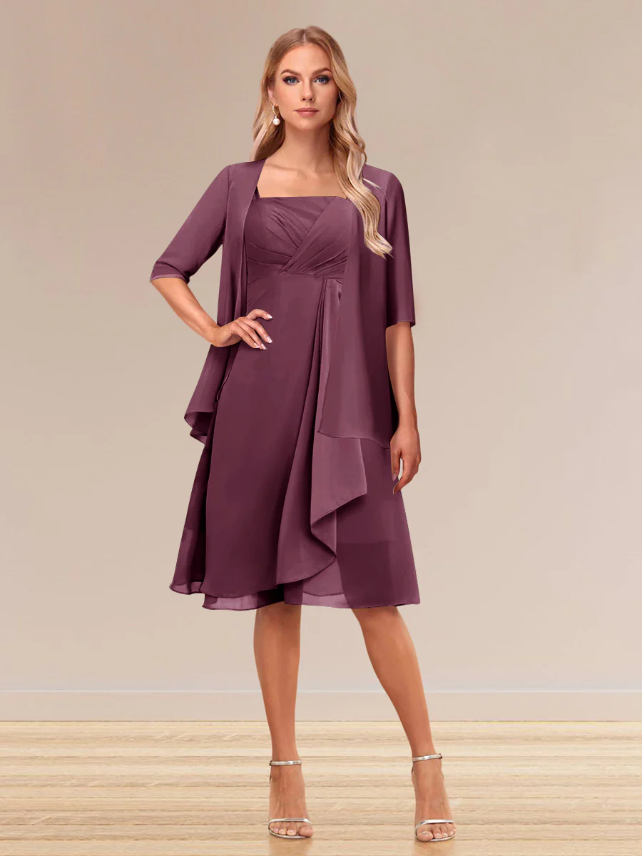 A-Line/Princess Half Sleeves Formal Evening Dresses With Ruffles & Jacket - Image 38