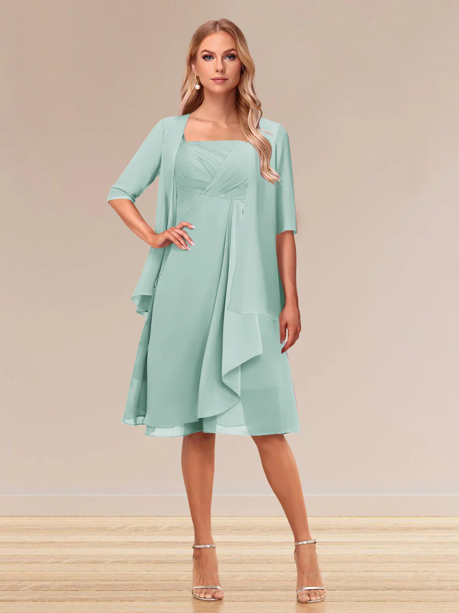 A-Line/Princess Half Sleeves Formal Evening Dresses With Ruffles & Jacket - Image 55
