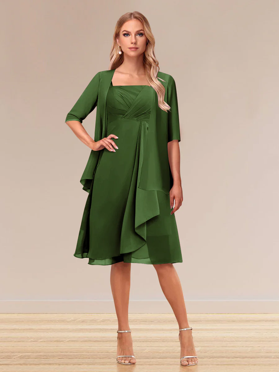 A-Line/Princess Half Sleeves Formal Evening Dresses With Ruffles & Jacket - Image 60