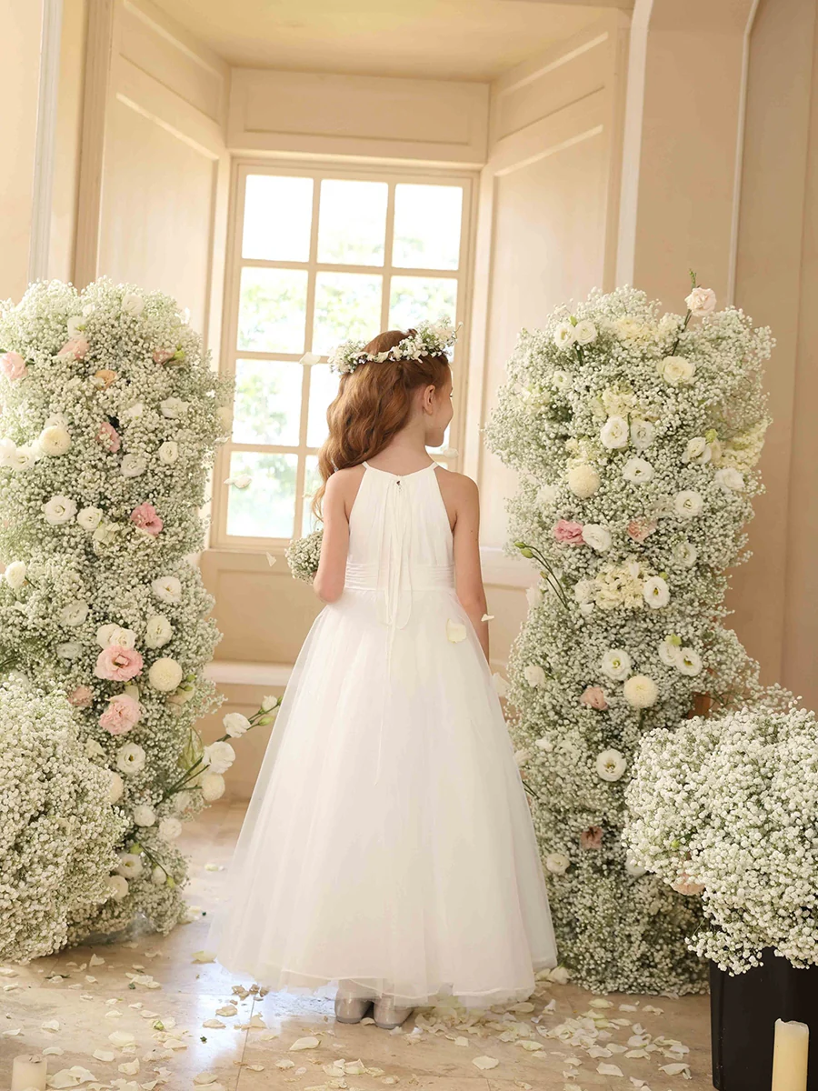 A-Line/Princess Halter Sleeveless Flower Girl Dresses with Ruffles - Image 2