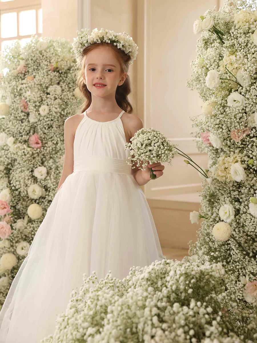 A-Line/Princess Halter Sleeveless Flower Girl Dresses with Ruffles - Image 4