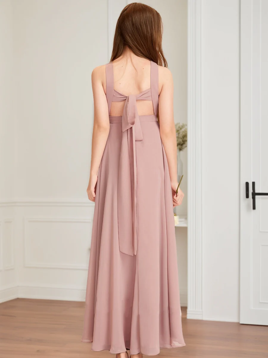 A-Line/Princess Halter Sleeveless Pleats Junior Bridesmaid Dresses - Image 2