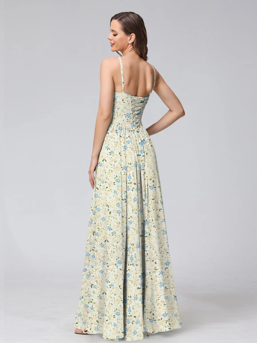 A-Line/Princess Halter Sleeveless Ruched Floral Bridesmaid Dresses - Image 6