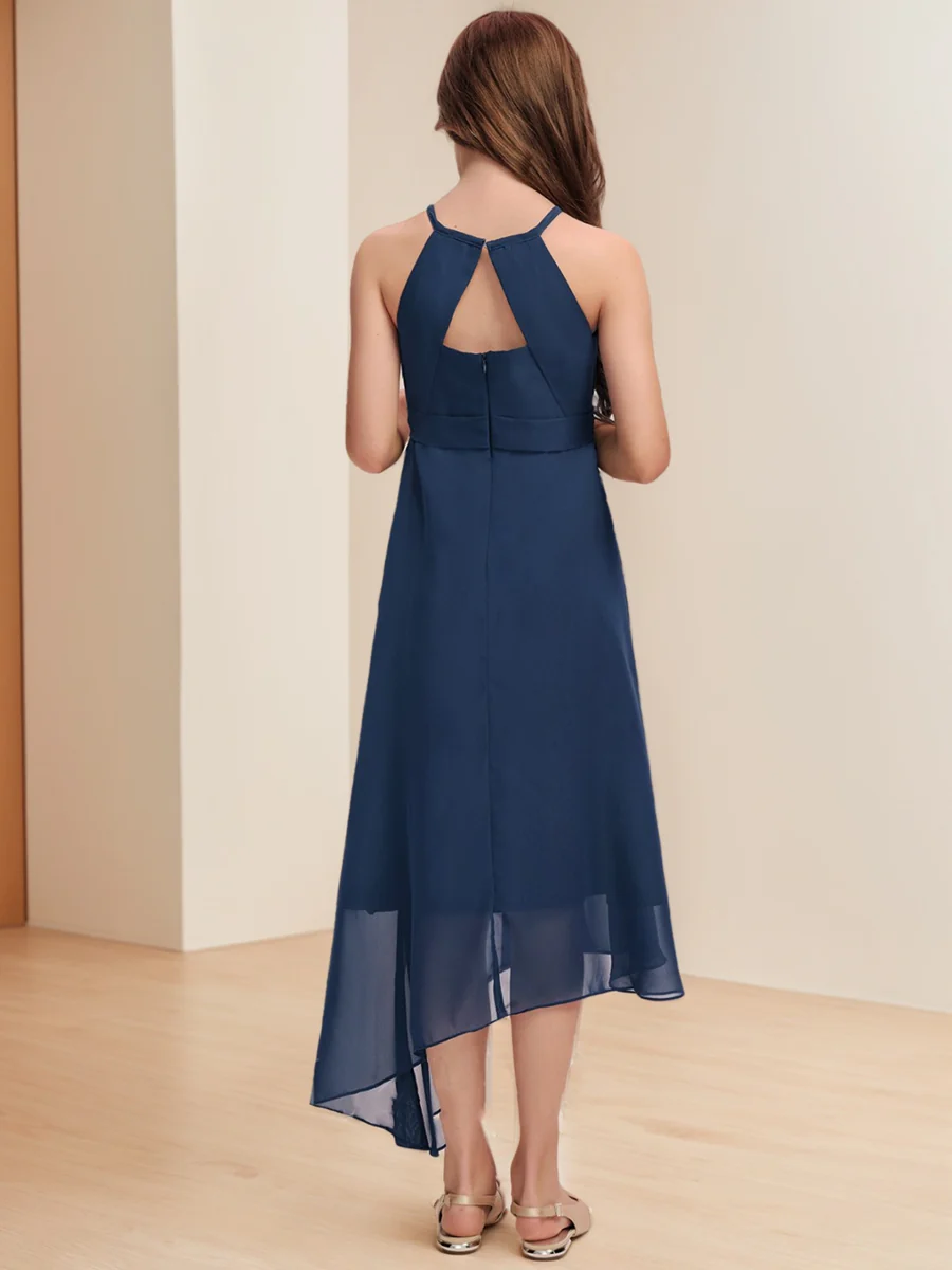 A-Line/Princess Halter Sleeveless Ruched Junior Bridesmaid Dresses - Image 2