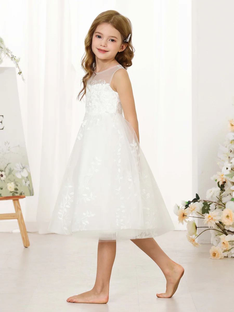 A-Line/Princess Lace Sleeveless Scoop Neck Flower Girl Dresses - Image 4