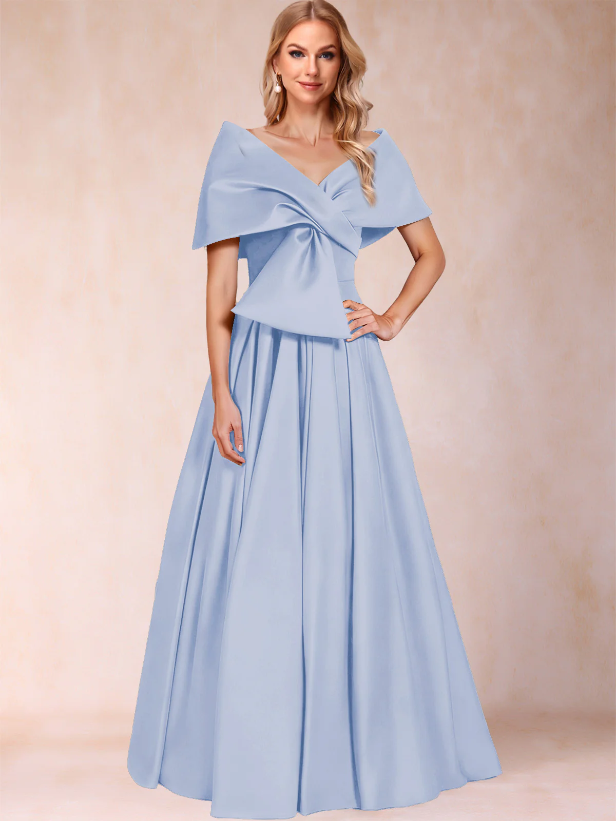 A-Line/Princess Off-The-Shoulder Sleeveless Ruched Mother of the Bride Dresses With Bow(s) - Image 28