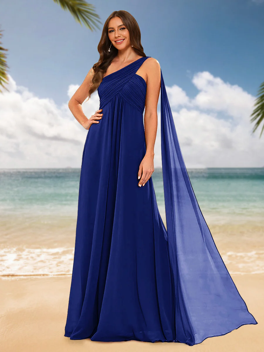 A-Line/Princess One-Shoulder Sleeveless Bridesmaid Dresses - Image 34