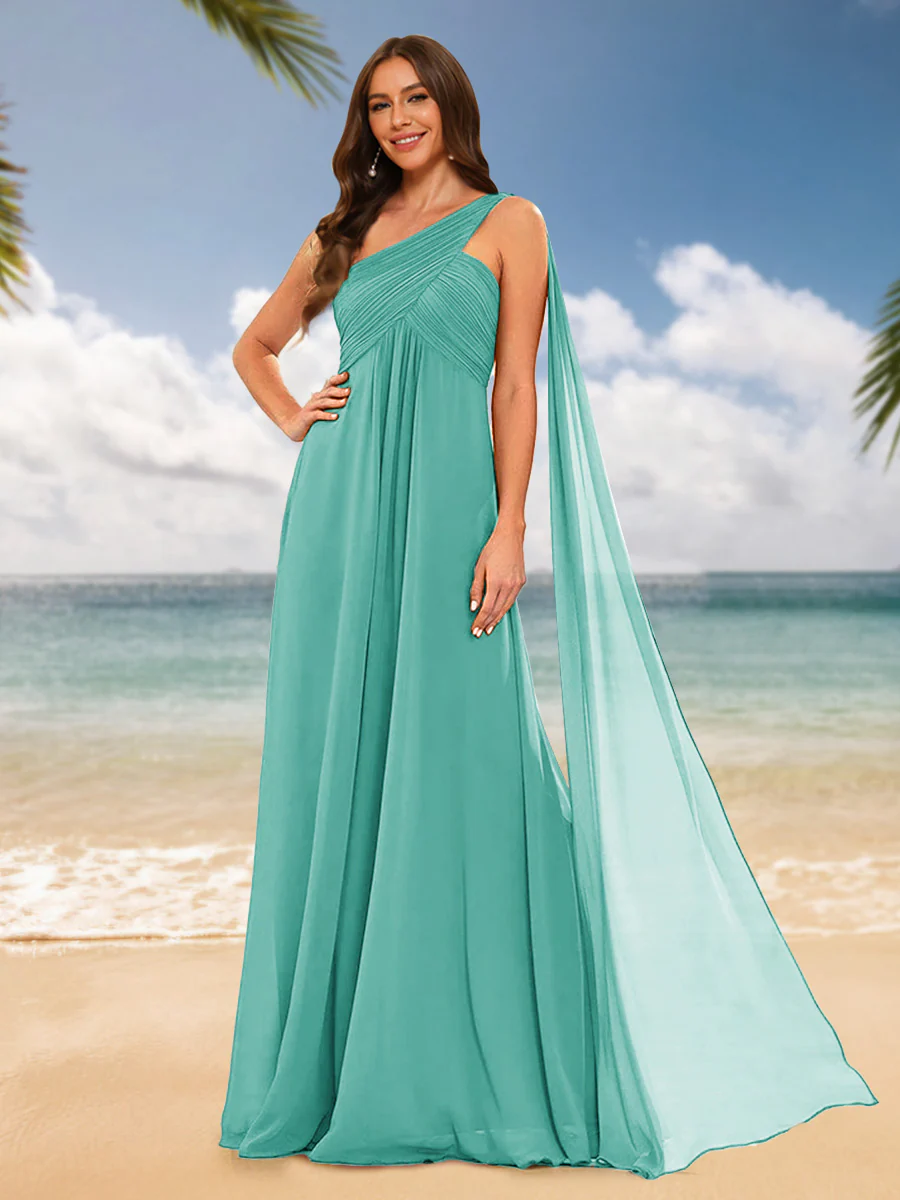 A-Line/Princess One-Shoulder Sleeveless Bridesmaid Dresses - Image 65
