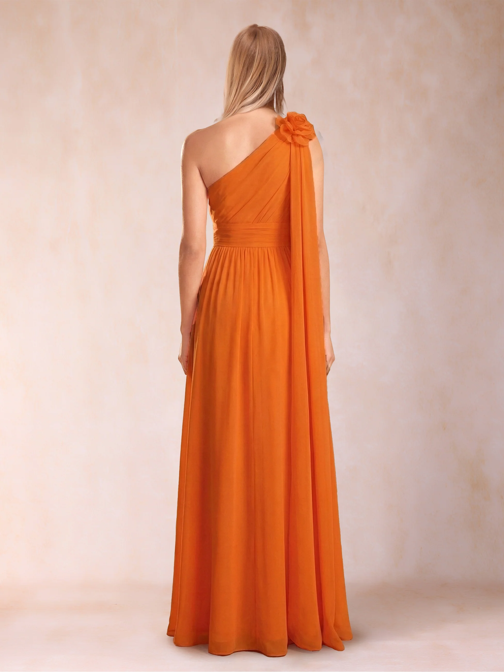A-Line/Princess One-Shoulder Sleeveless Floor-Length Mother of the Bride Dresses with 3D Flower & Split Side - Image 2