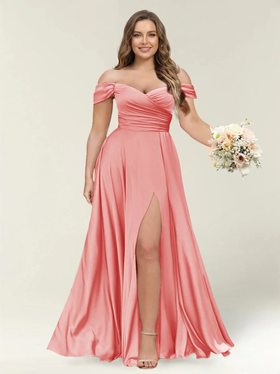 A-Line/Princess One-Shoulder Sleeveless Long Plus Size Bridesmaid Dresses with Split Side - Image 11