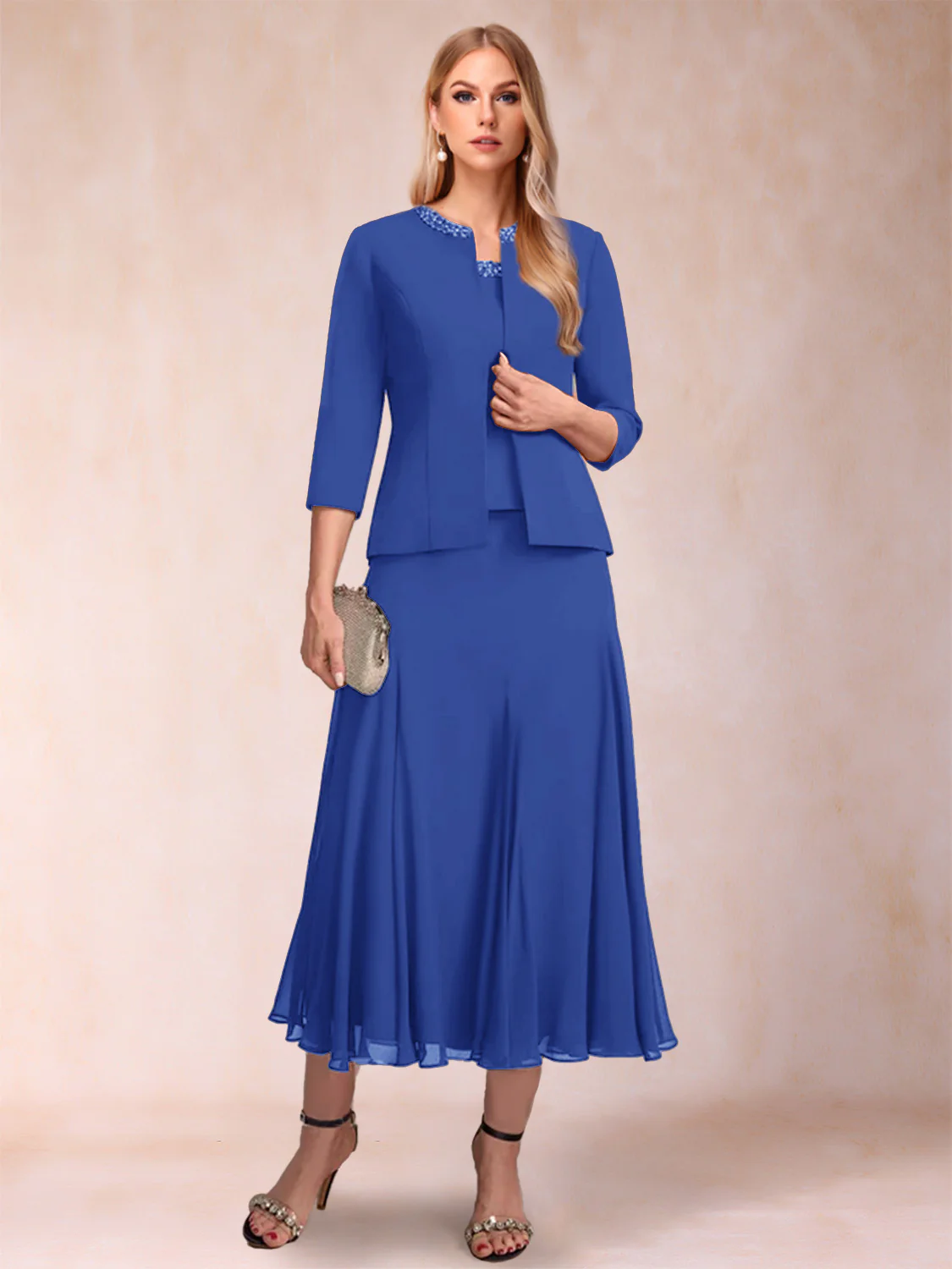 A-Line/Princess Scoop 3/4 Sleeves 2 Pieces Mother of the Bride Dresses with Sequins - Image 24