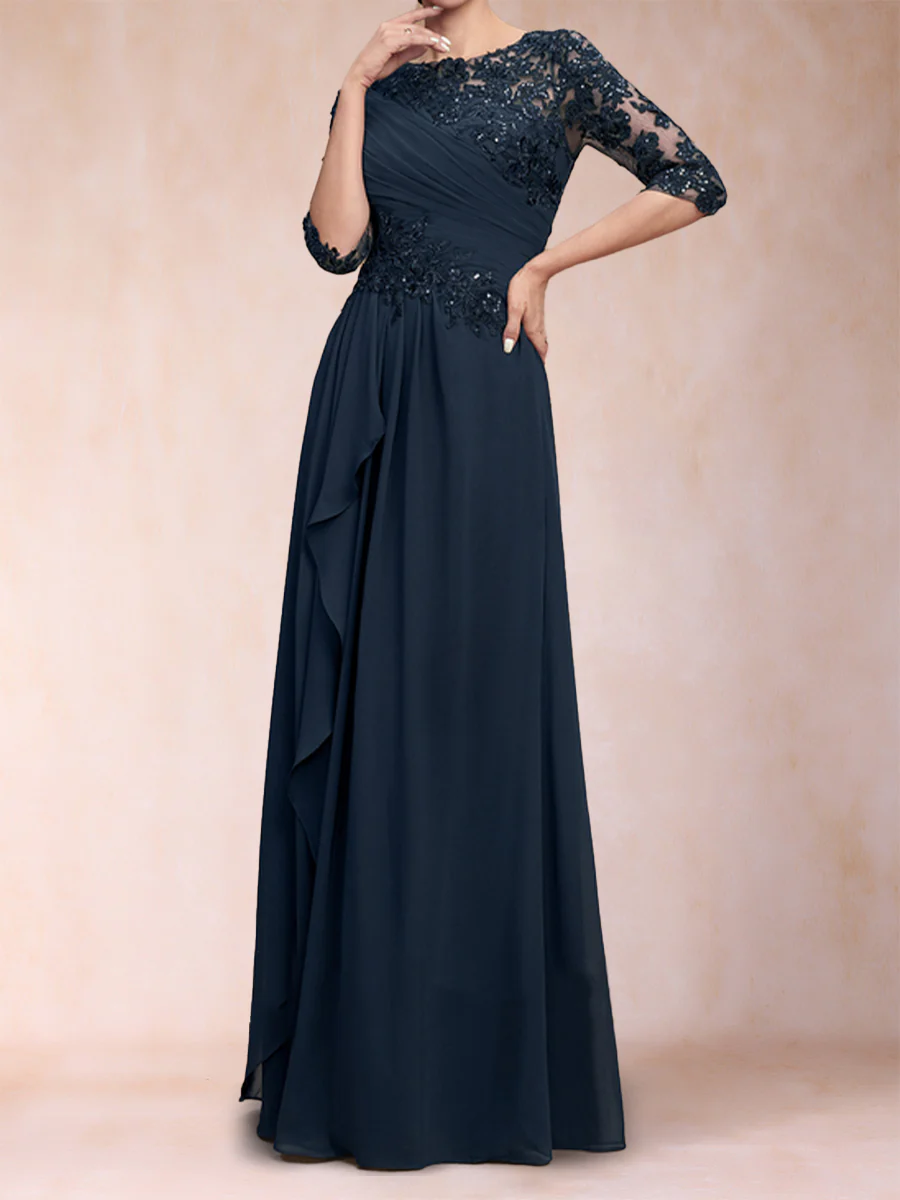A-Line/Princess Scoop 3/4 Sleeves Mother of the Bride Dresses with Applique - Image 3