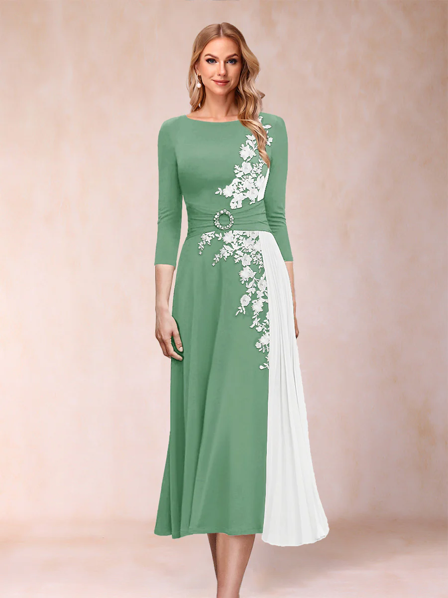 A-Line/Princess Scoop 3/4 Sleeves Mother of the Bride Dresses with Applique - Image 14