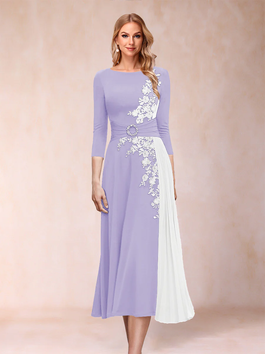 A-Line/Princess Scoop 3/4 Sleeves Mother of the Bride Dresses with Applique - Image 27