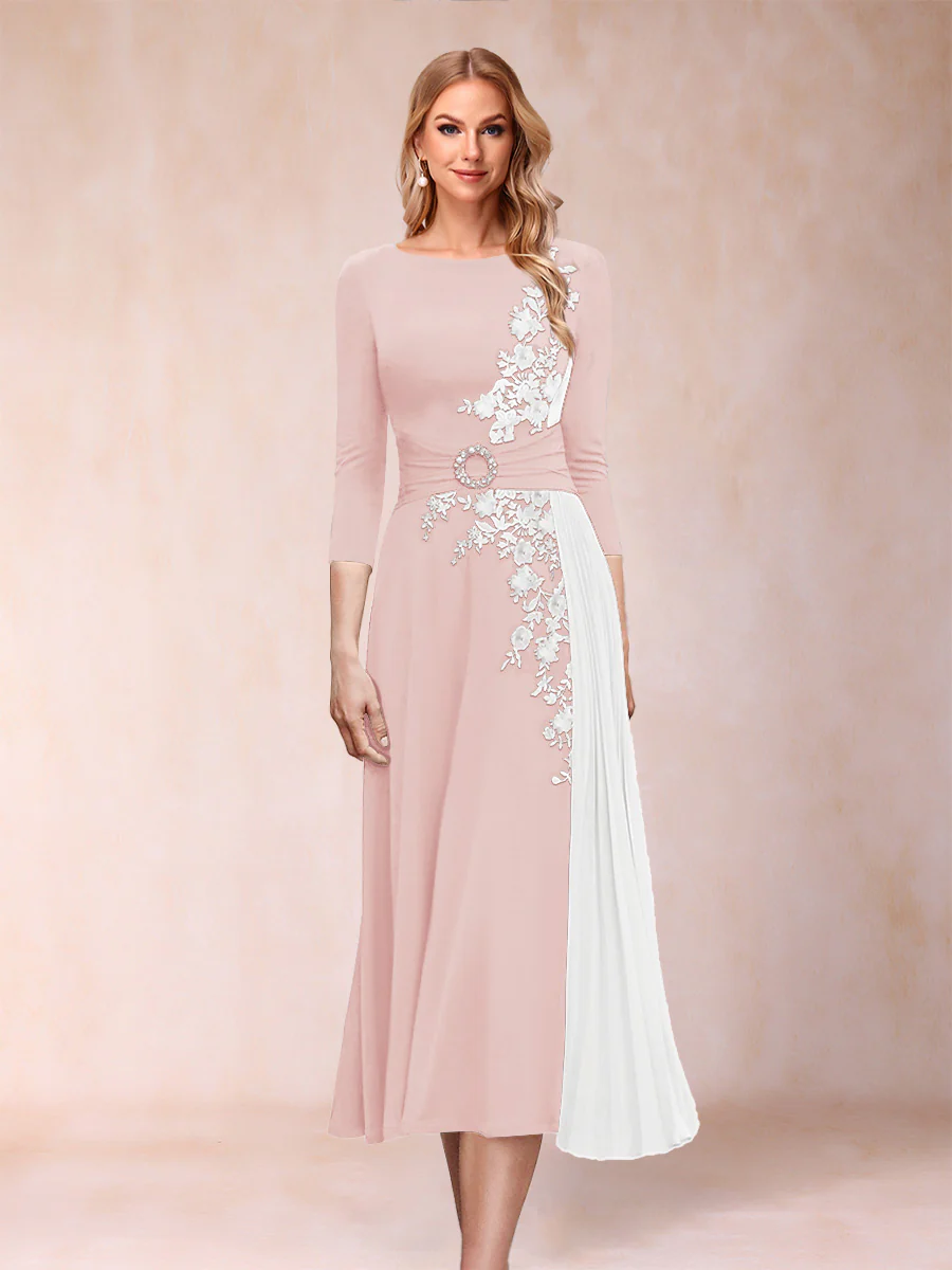 A-Line/Princess Scoop 3/4 Sleeves Mother of the Bride Dresses with Applique - Image 34