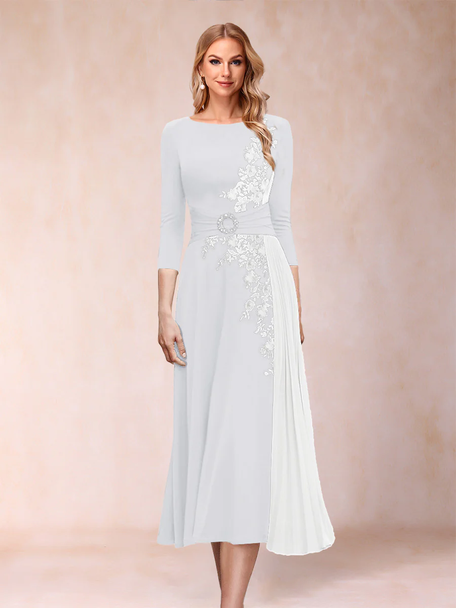 A-Line/Princess Scoop 3/4 Sleeves Mother of the Bride Dresses with Applique - Image 45