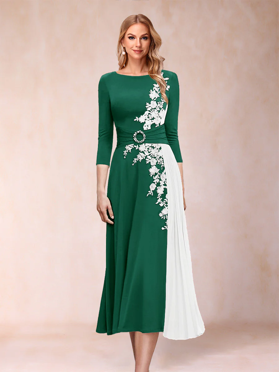 A-Line/Princess Scoop 3/4 Sleeves Mother of the Bride Dresses with Applique - Image 51