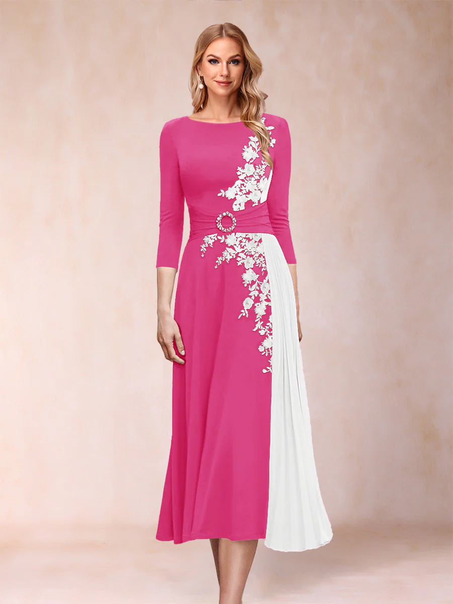 A-Line/Princess Scoop 3/4 Sleeves Mother of the Bride Dresses with Applique - Image 55