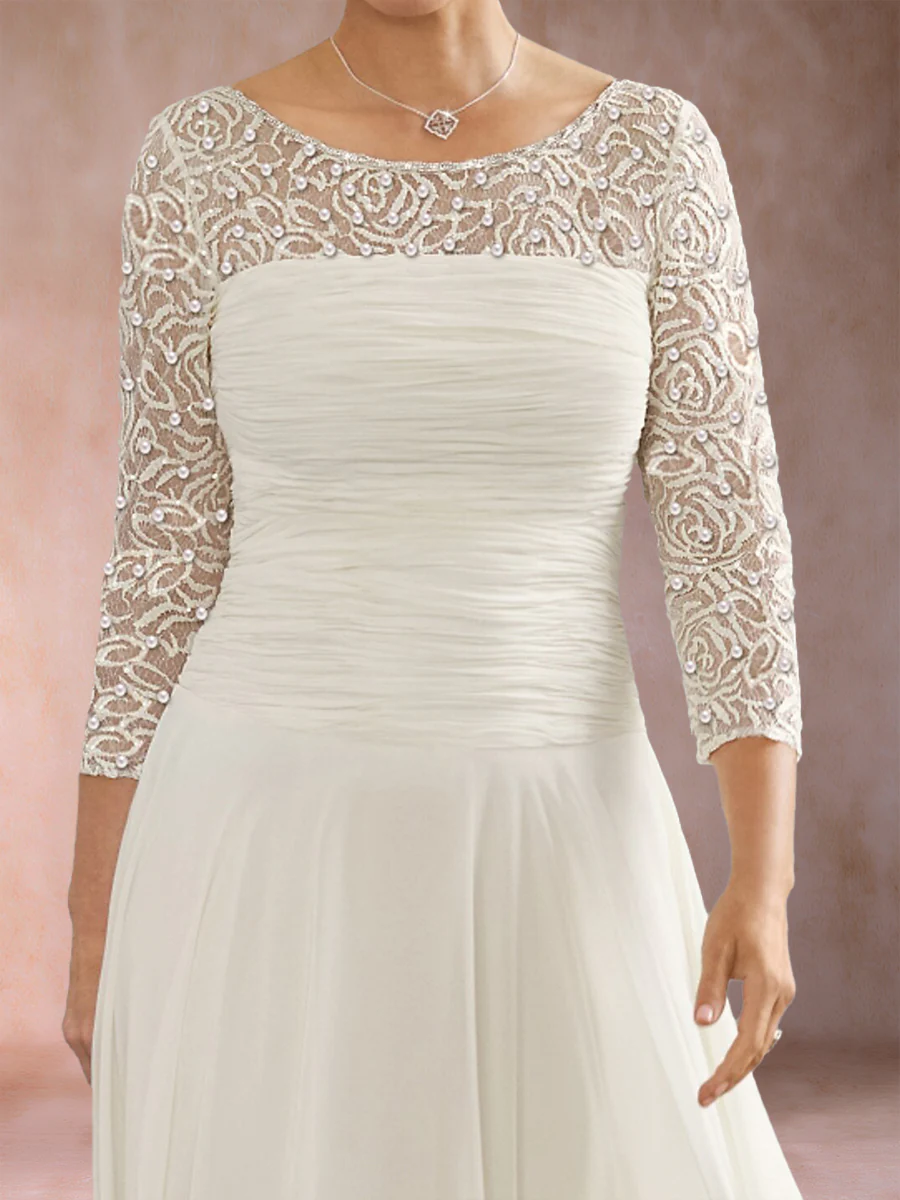 A-Line/Princess Scoop 3/4 Sleeves Mother of the Bride Dresses with Applique - Image 2