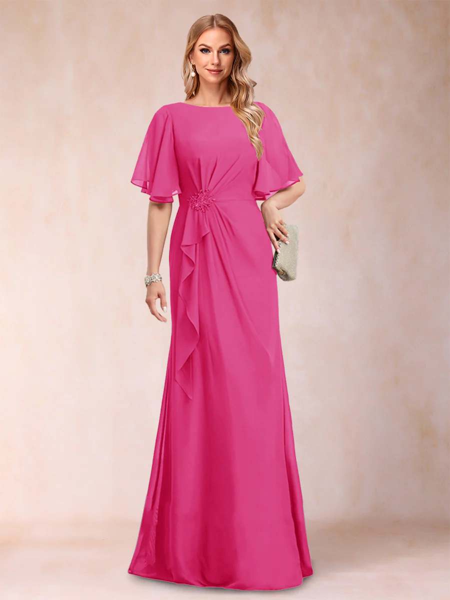 A-Line/Princess Scoop Black Chiffon Mother of the Bride Dresses with Appliques & Ruffles - Image 17