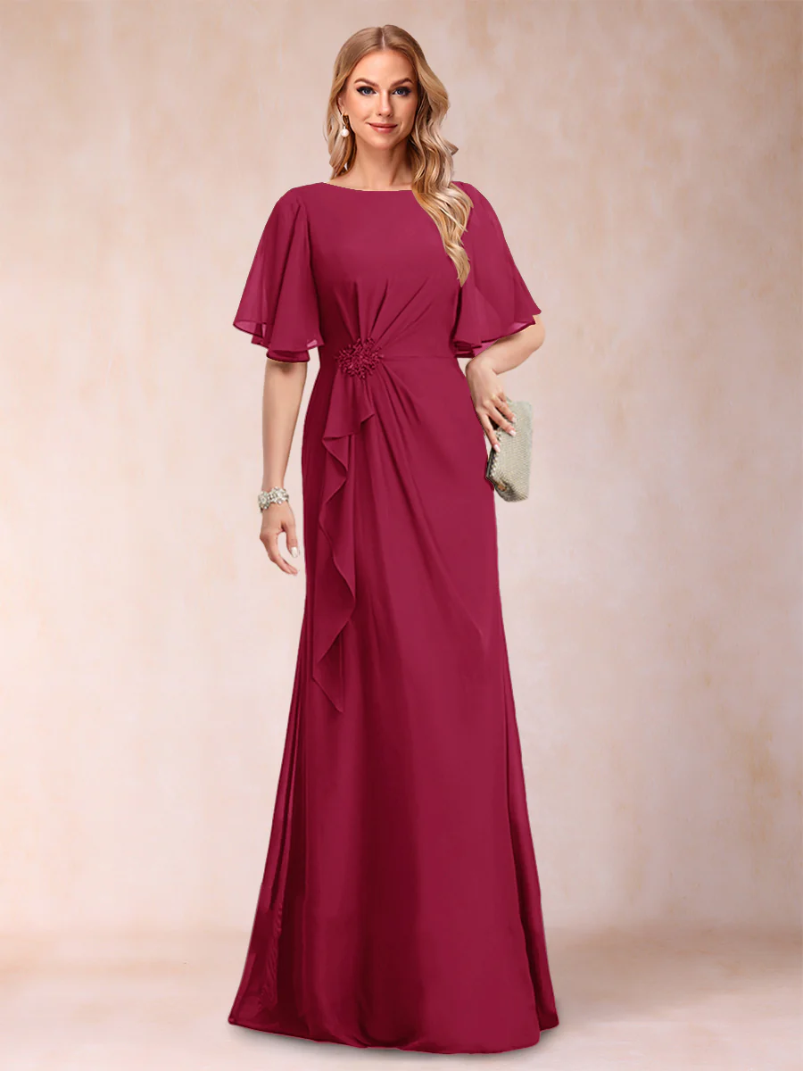 A-Line/Princess Scoop Black Chiffon Mother of the Bride Dresses with Appliques & Ruffles - Image 27