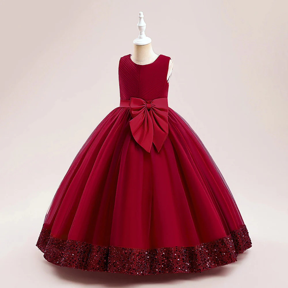 A-Line/Princess Scoop Flower Girl Dresses with Sequins - Image 4