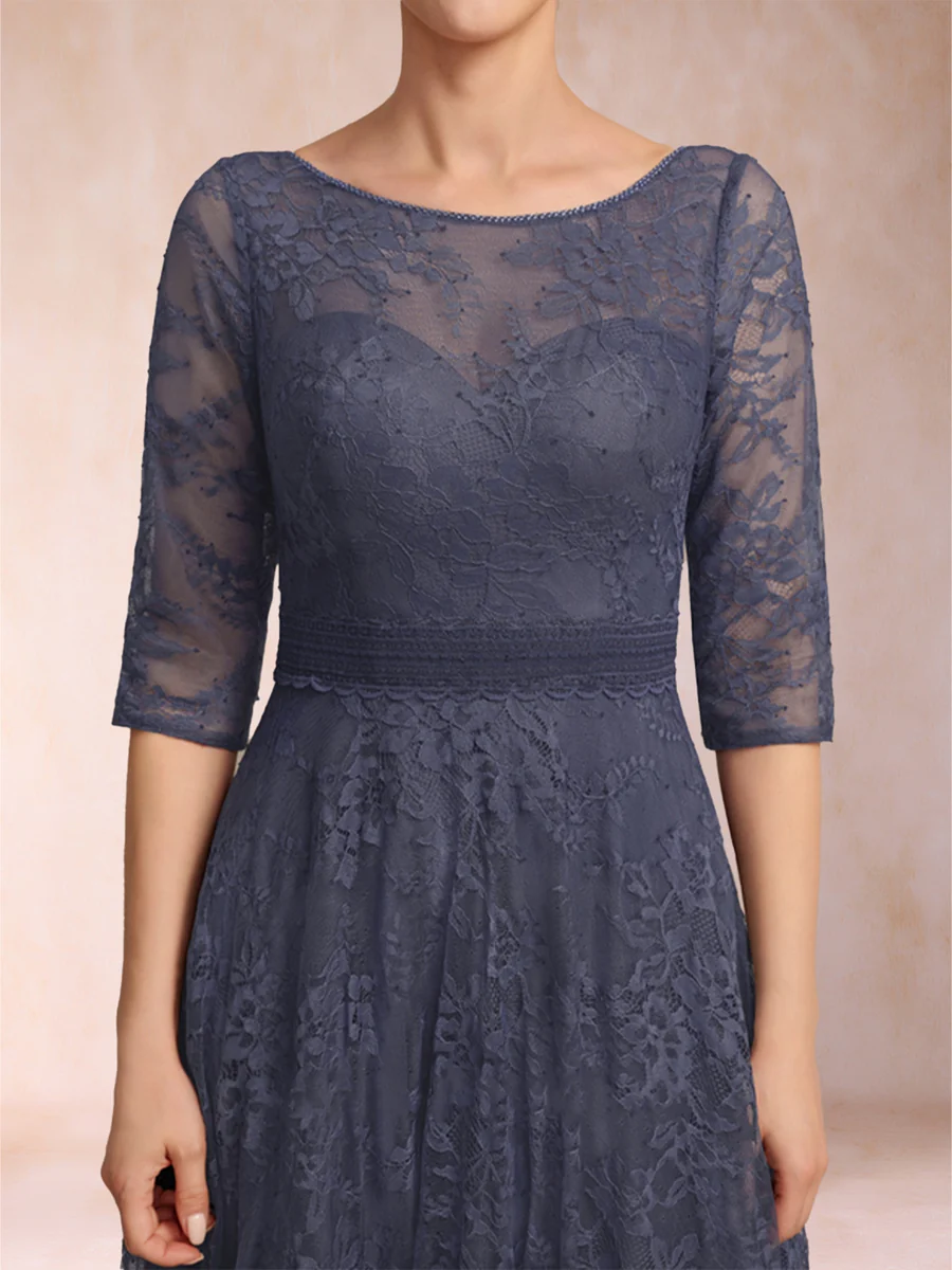 A-Line/Princess Scoop Half Sleeves Mother of the Bride Dresses with Applique - Image 6
