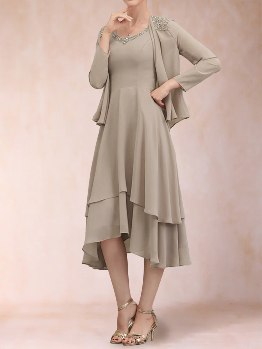 A-Line/Princess Scoop Long Sleeves 2 Pieces with Sequins & Jacket - Image 5