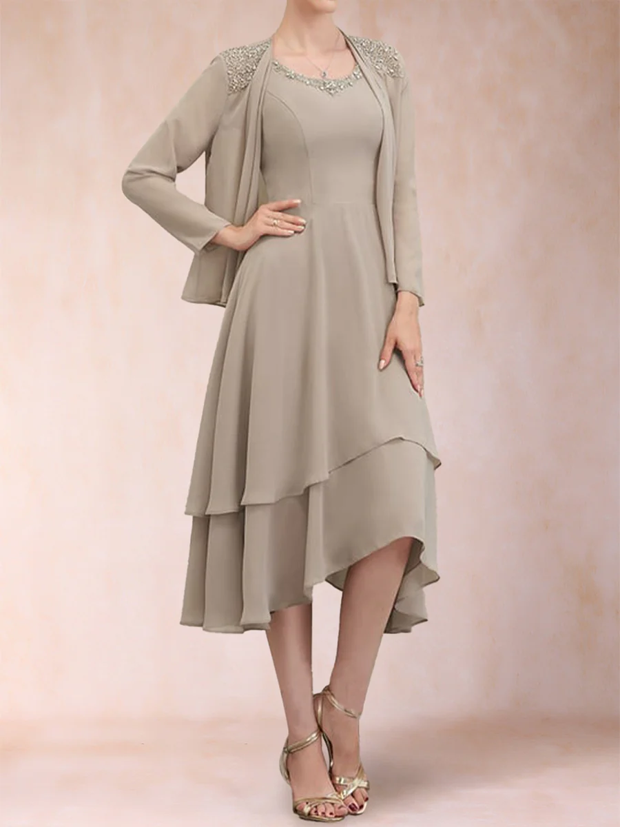 A-Line/Princess Scoop Long Sleeves 2 Pieces with Sequins & Jacket - Image 6