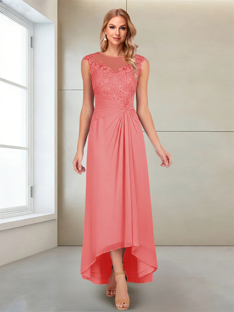 A-Line/Princess Scoop Sleeveless Ankle-Length Mother of the Bride Dresses with Lace & Applique - Image 12