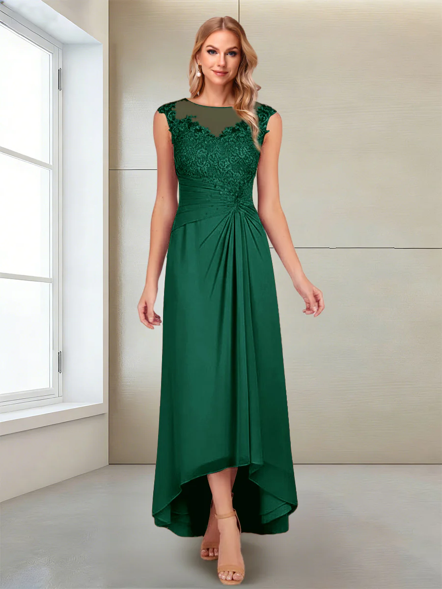 A-Line/Princess Scoop Sleeveless Ankle-Length Mother of the Bride Dresses with Lace & Applique - Image 13